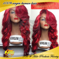 Cheap price red real hair full lace wigs glueless human